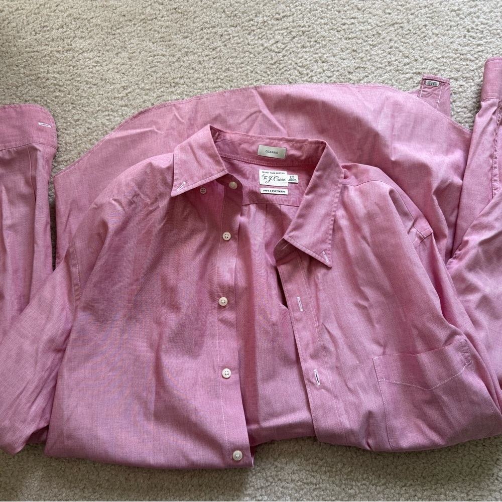 J Crew men’s secret wash classic button down red check large tall shirt